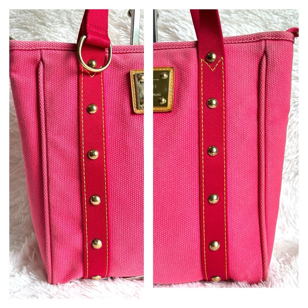 LOUIS VUITTON Antigua Cabas Hippo MM Women’s Shoulder Bag Tote Bag Pink Red - Picture 16 of 17